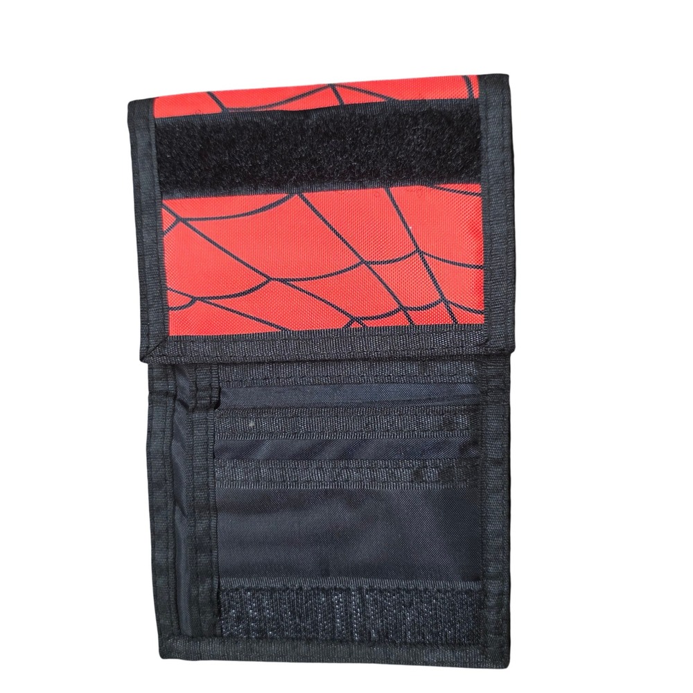 Marvel Spider-Man Bioworld Red Black Canvas Trifold Wallet Velcro Closure - Picture 6 of 6